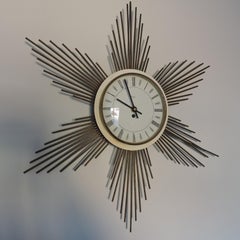 Metal Sunburst Wall Clock from Paico, 1960s