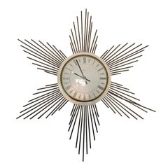 Vintage Metal Sunburst Wall Clock from Paico, 1960s