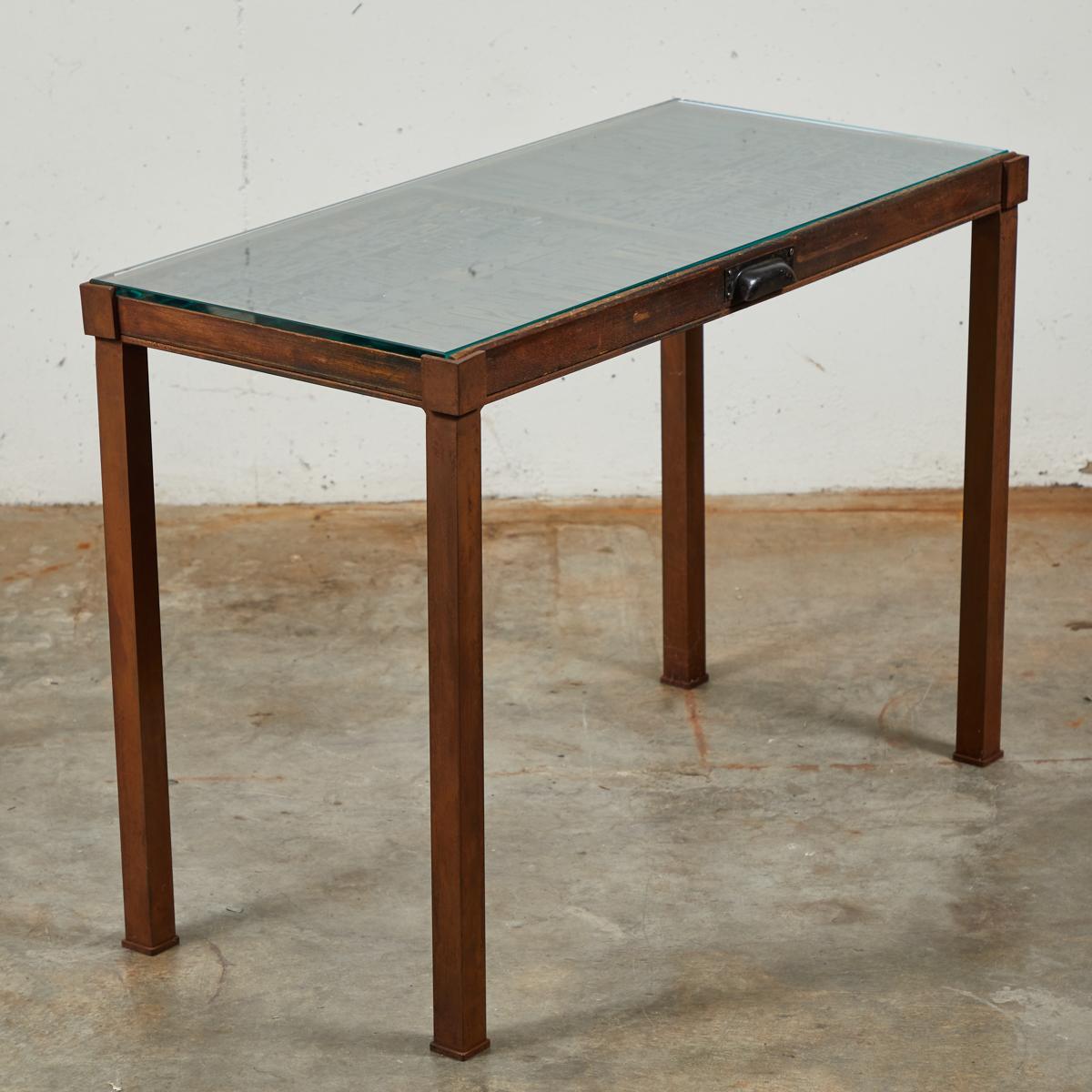 Late 19th Century Industrial Typeset Metal Table For Sale 3