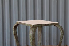 Metal Table with Limestone Top, France, 1950s