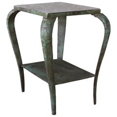 Metal Table with Limestone Top, France, 1950s