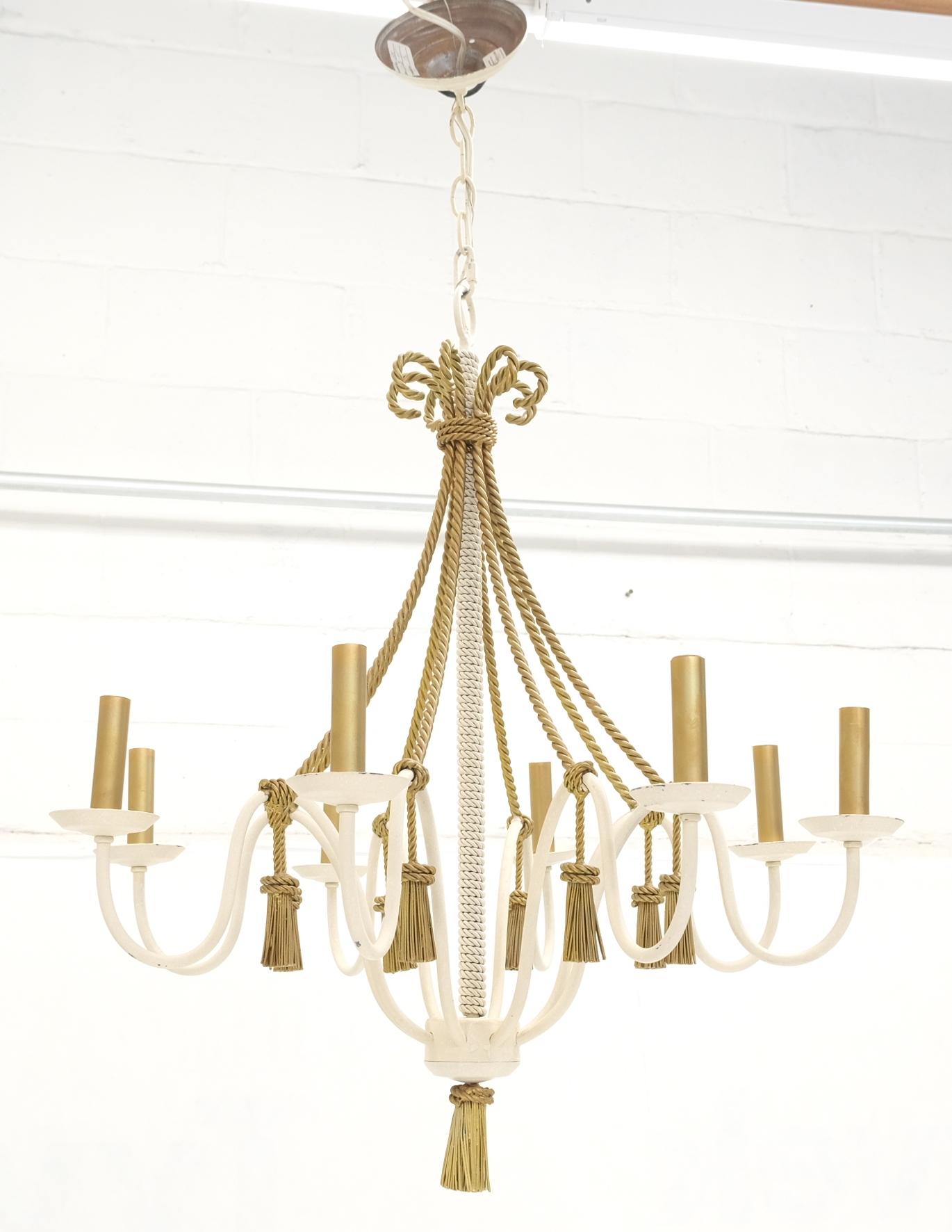 Nappe in metallo e motivo a corda ritorta per 8 candele Lampadario MINT in vendita 5