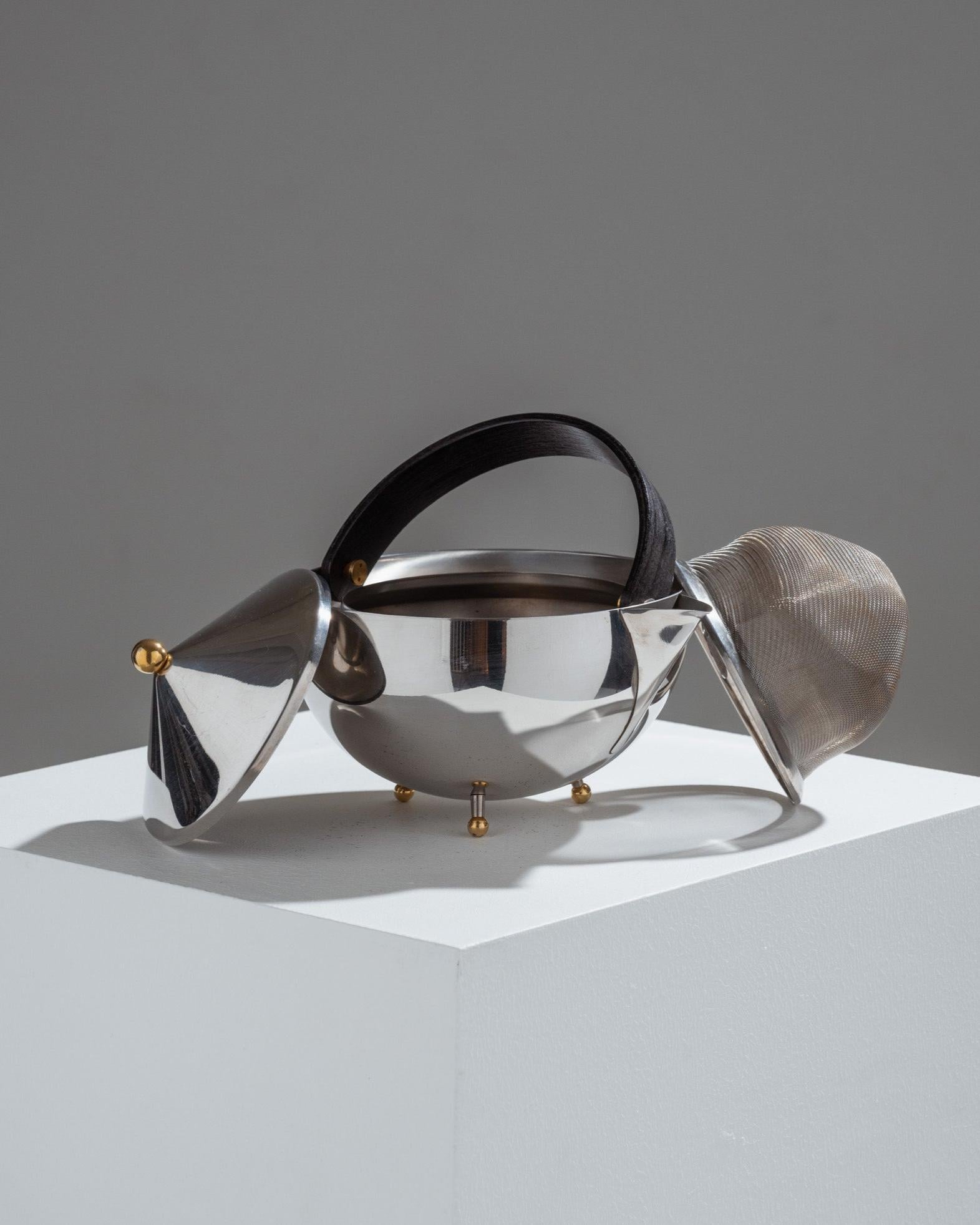 European Metal teapot by Bodum, designed by Carsten Jørgensen, 1980s For Sale