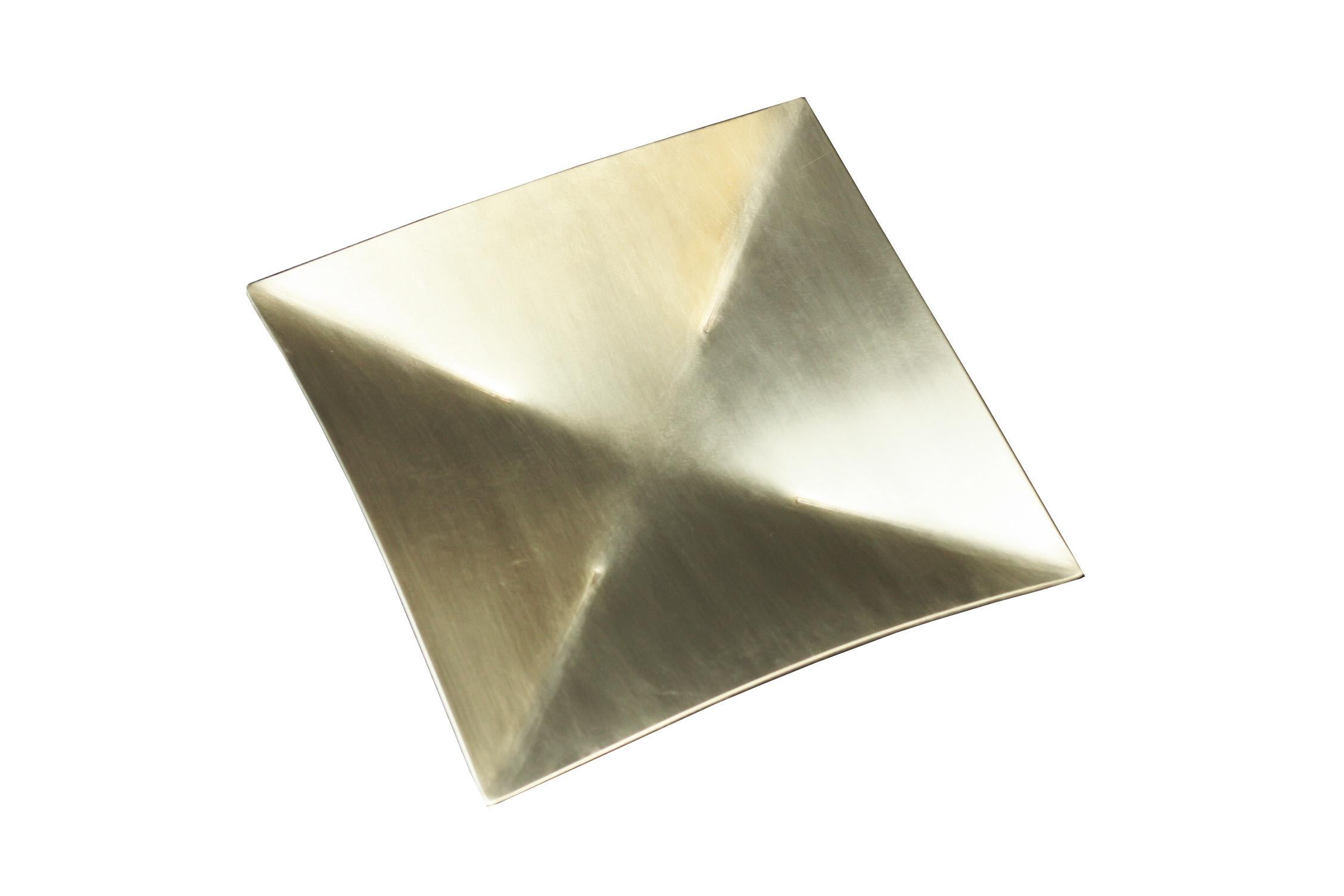 Minimalist Metal Tray in Brass, Waxed, Origami Style, Contemporary Design by Mtharu For Sale