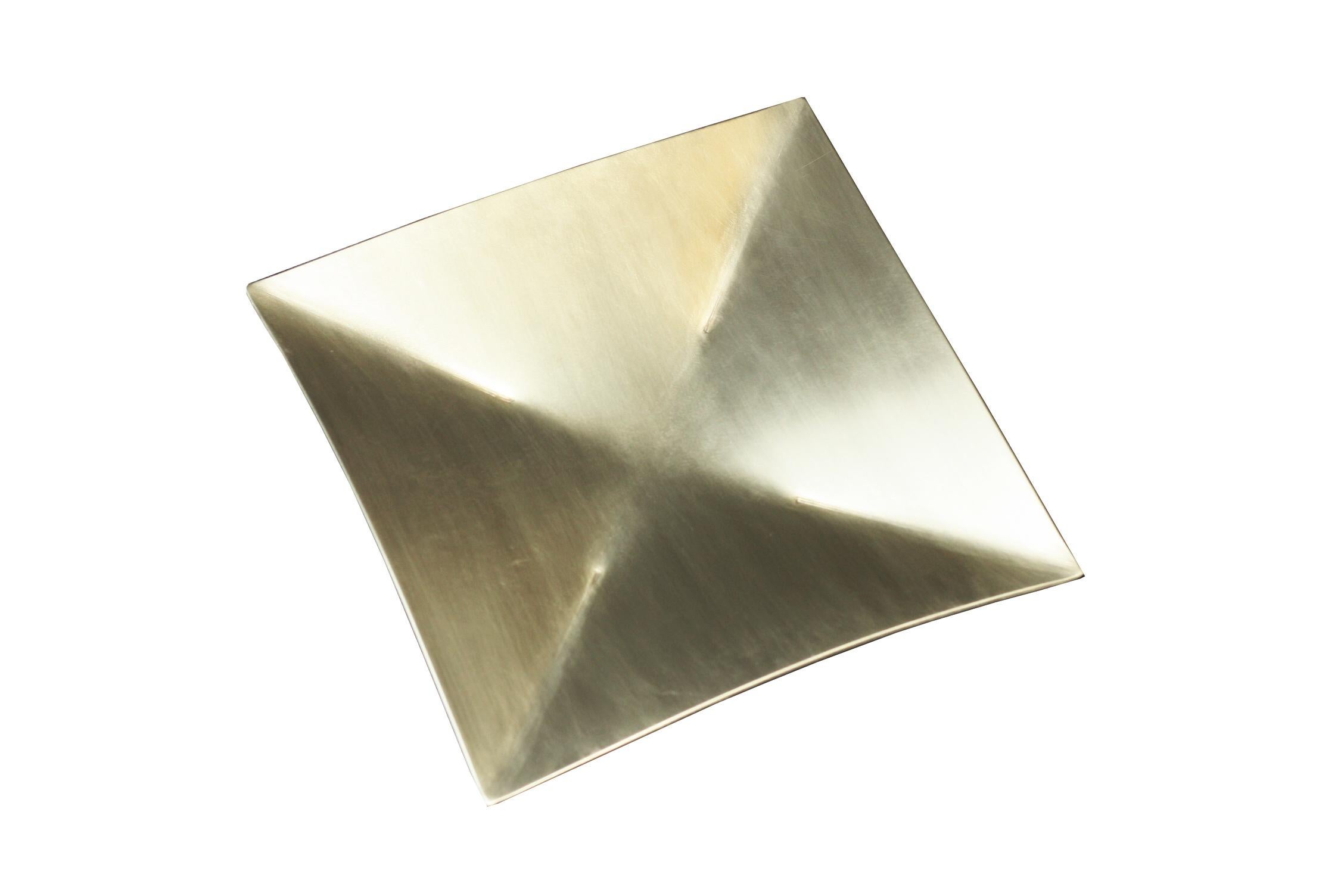 Metal Tray in Raw Waxed Aluminum, Origami Style, Contemporary Design by Mtharu For Sale 1
