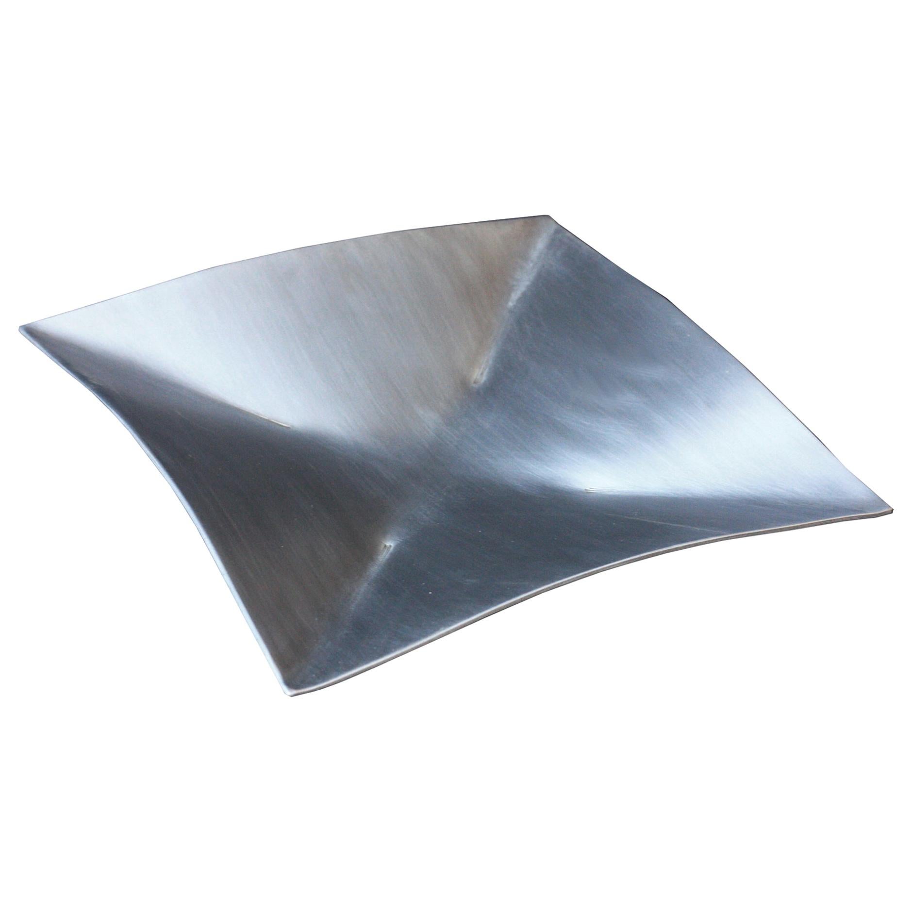Metal Tray in Raw Waxed Aluminum, Origami Style, Contemporary Design by Mtharu For Sale