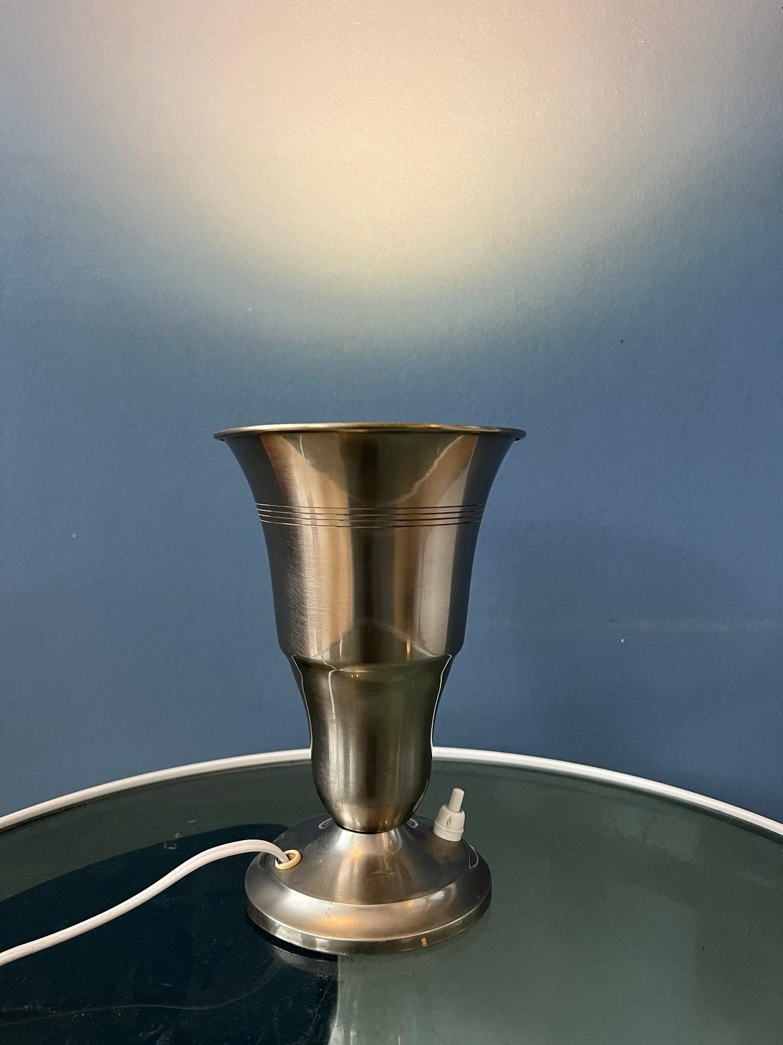 20th Century Metal Trumpet Uplighter 'Cup' Table Lamp in Silver Colour, 1970s For Sale