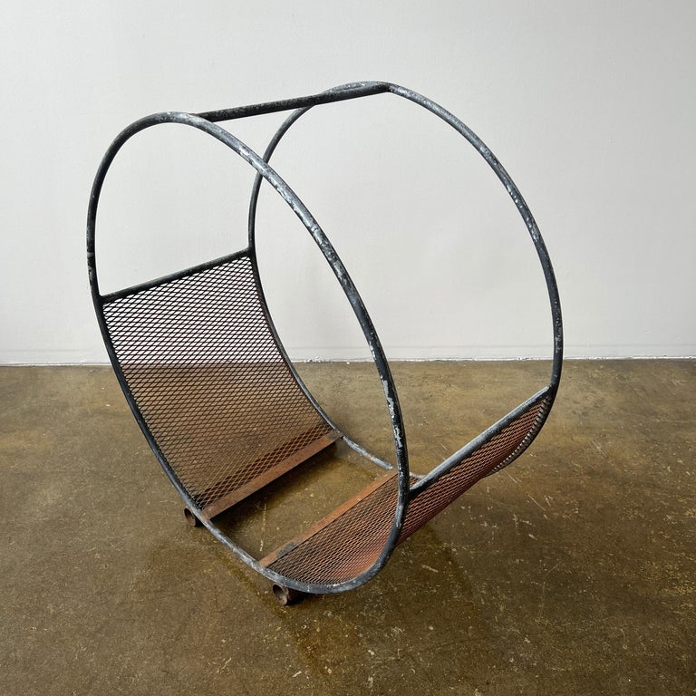 Metal Tubing and Mesh Circular Log Holder For Sale at 1stDibs