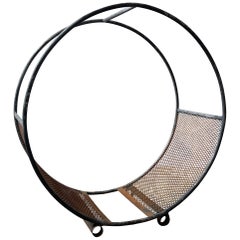 Vintage Metal Tubing & Mesh Circular Log Holder
