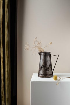 Metal Vase or Pichet, Graphic Patterns, Circa 1950