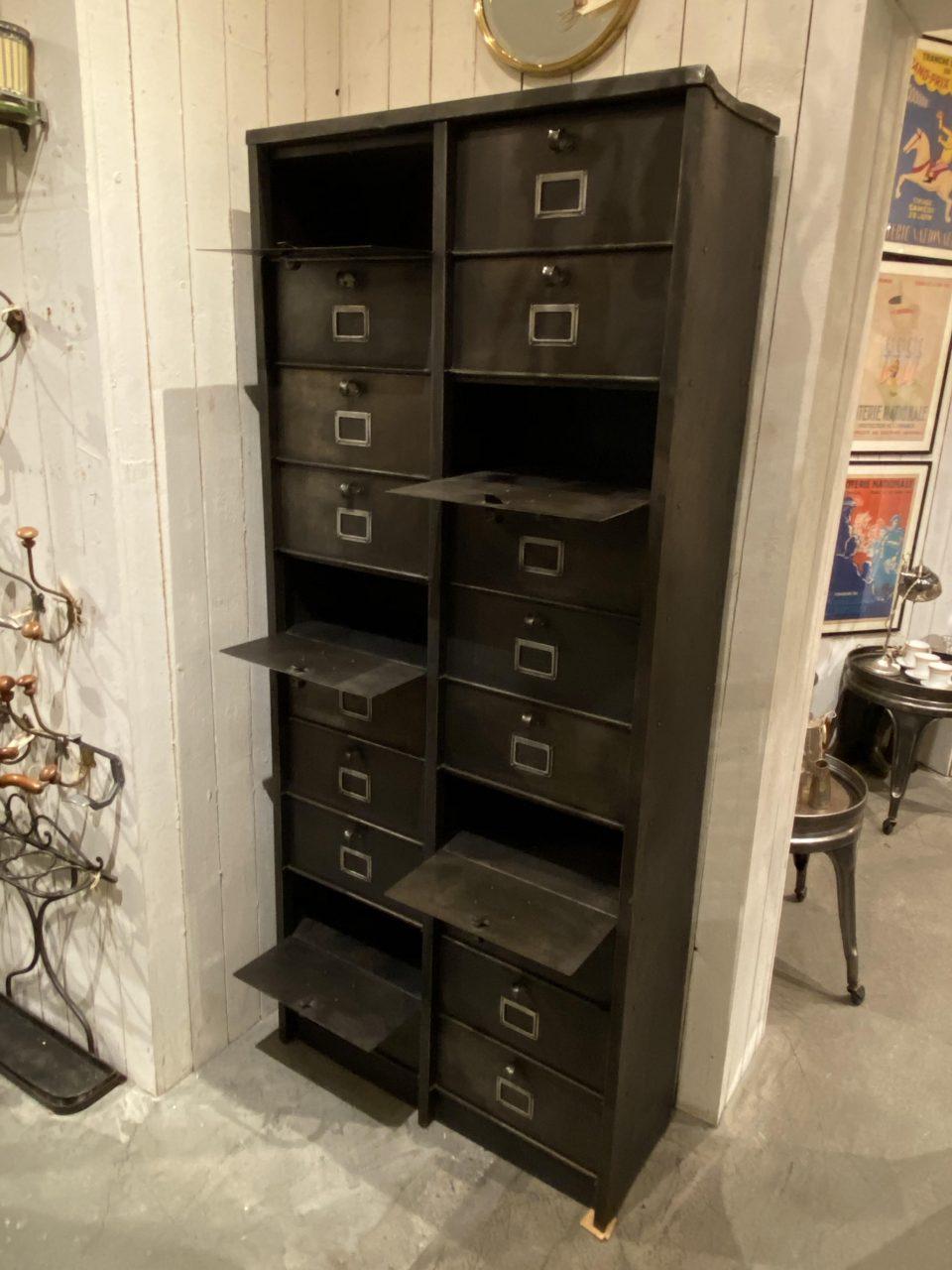 Mid-20th Century Metal Vintage Filing Cabinet, France