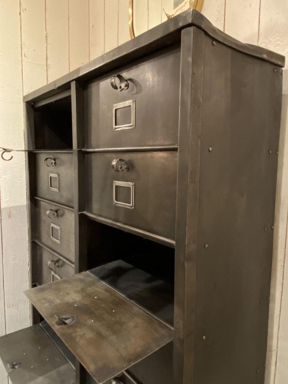 Metal Vintage Filing Cabinet, France 1