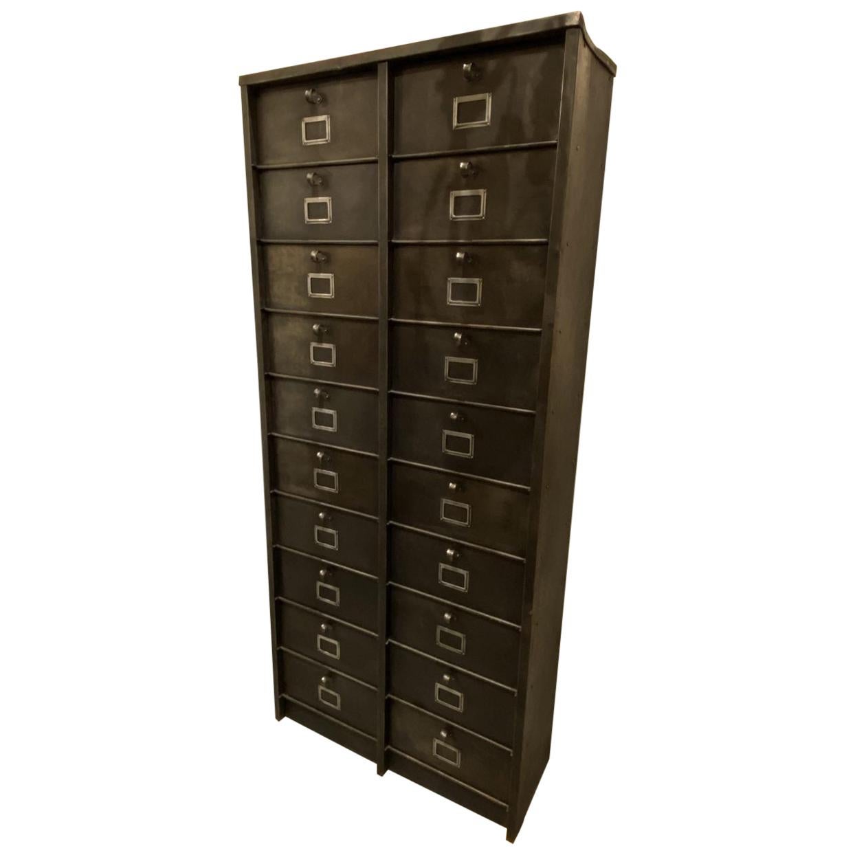 Metal Vintage Filing Cabinet, France