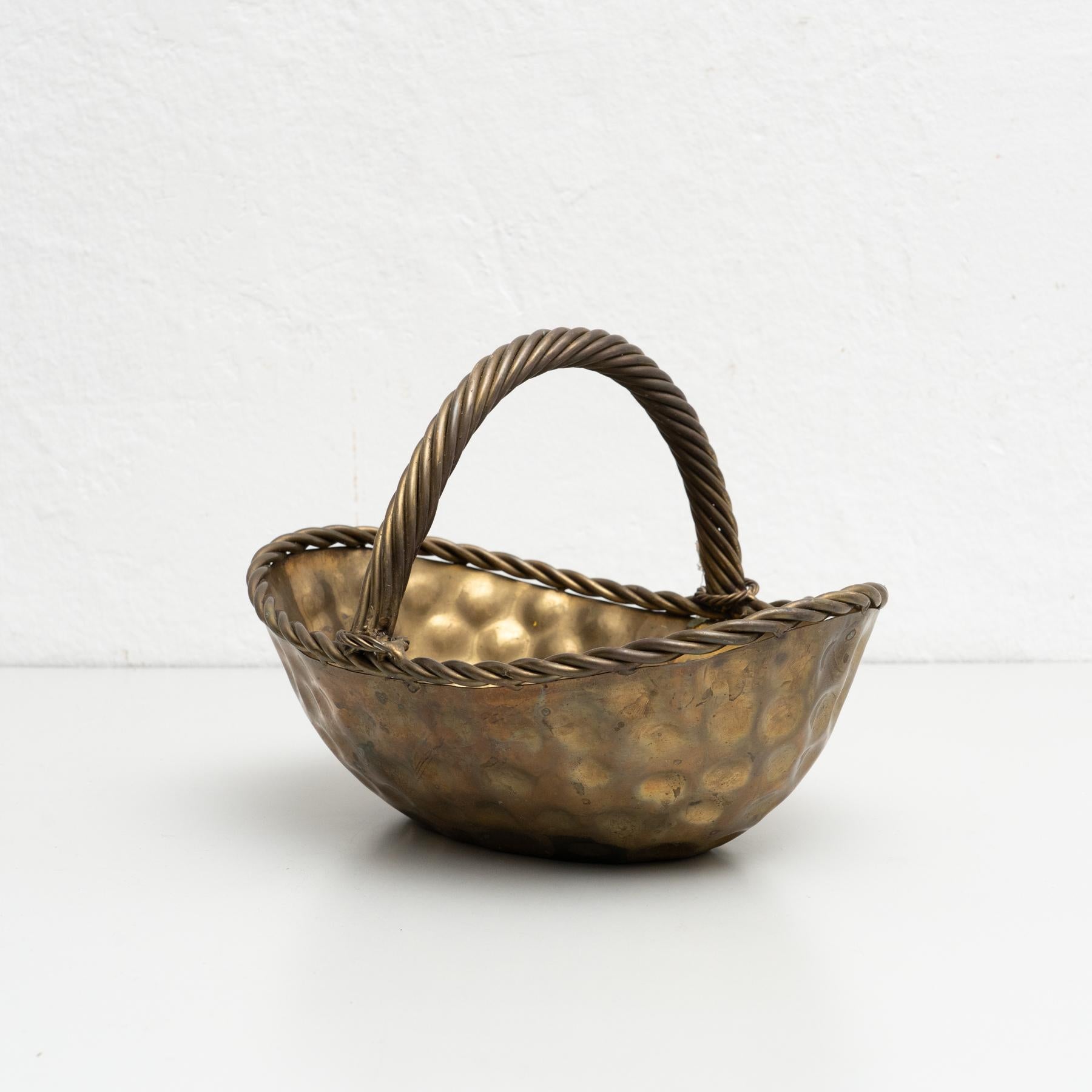 Mid-Century Modern Metal Vintage Metal Picnic Style Basket, circa 1940 For Sale