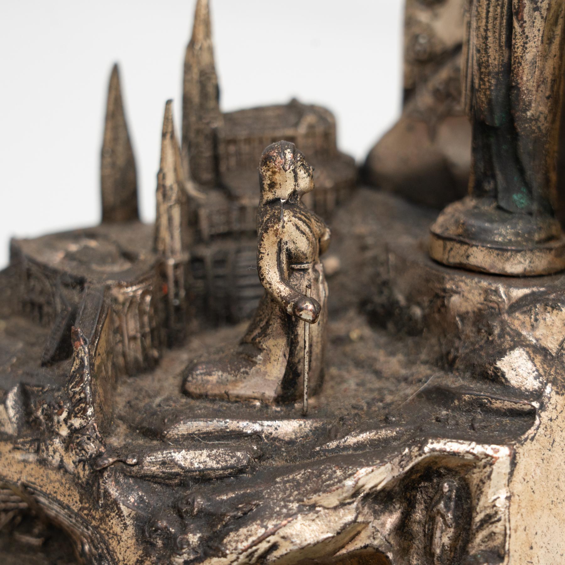 Metal Virgin Lourdes Memorabilia Figure, circa 1950 In Good Condition In Barcelona, ES