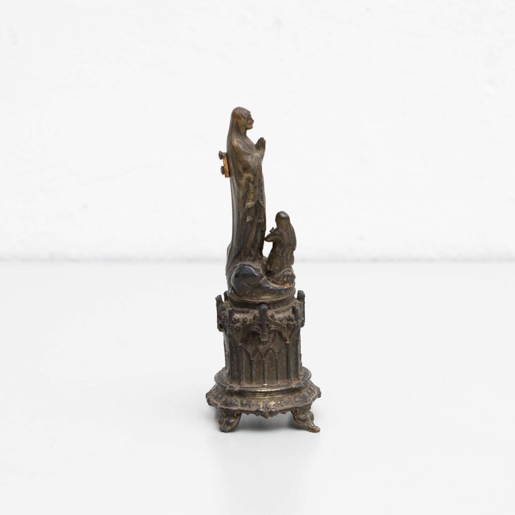 Mid-20th Century Metal Virgin Lourdes Memorabilia Figure For Sale