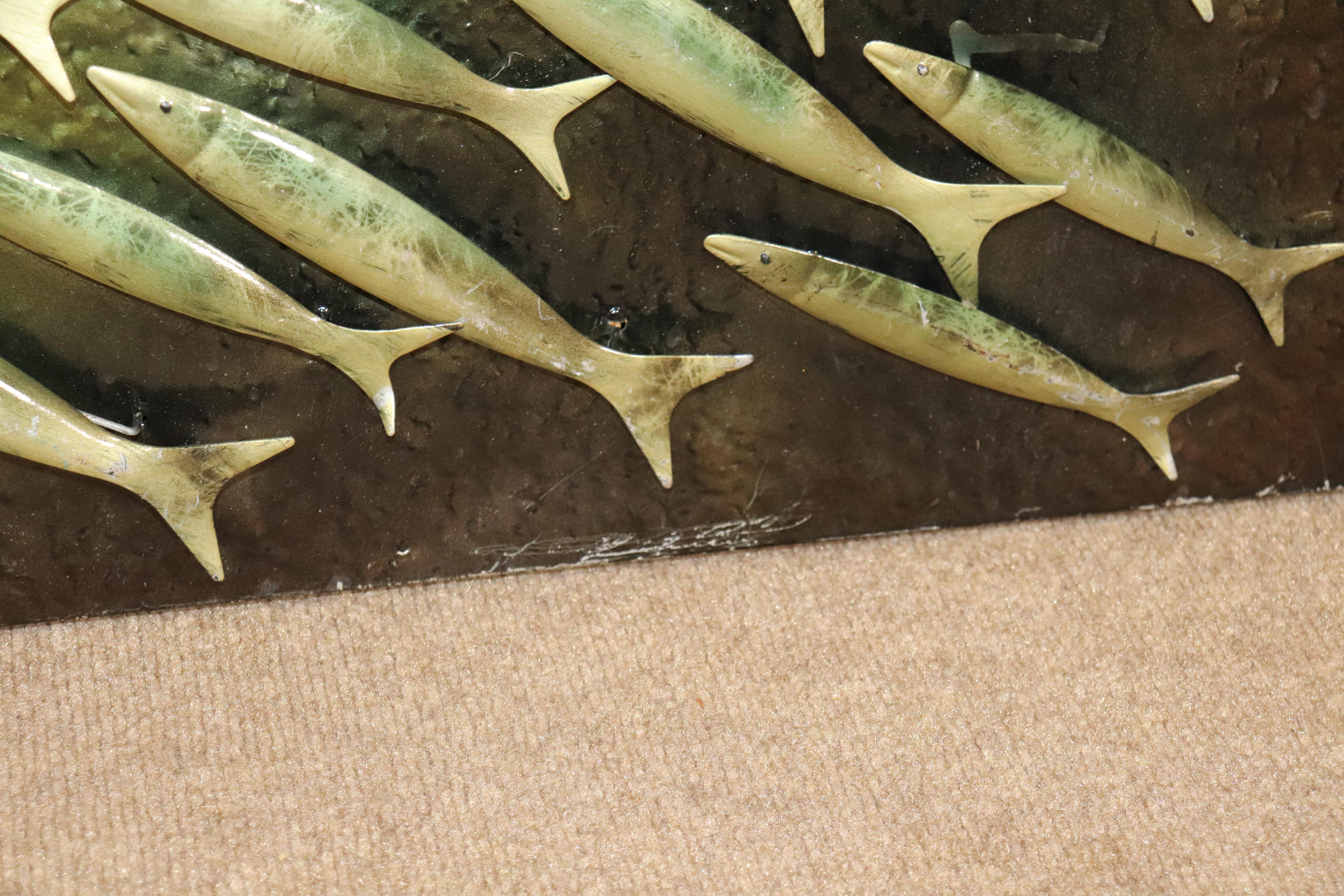 20th Century Metal Wall Art of Fish For Sale
