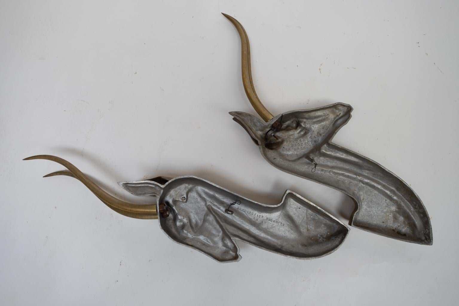American Metal Wall Sculptures Antelopes or Gazelles by Jacques Richard For Sale