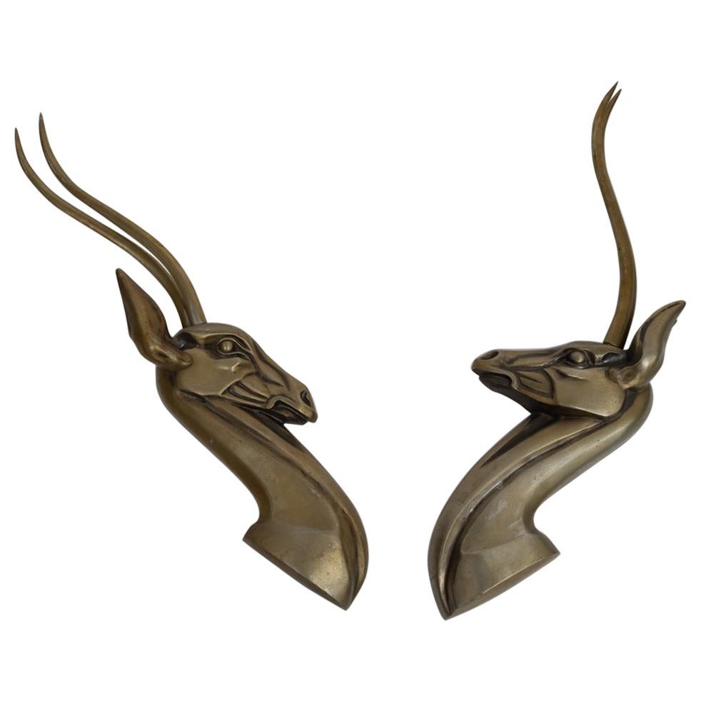 Metal Wall Sculptures Antelopes or Gazelles by Jacques Richard For Sale