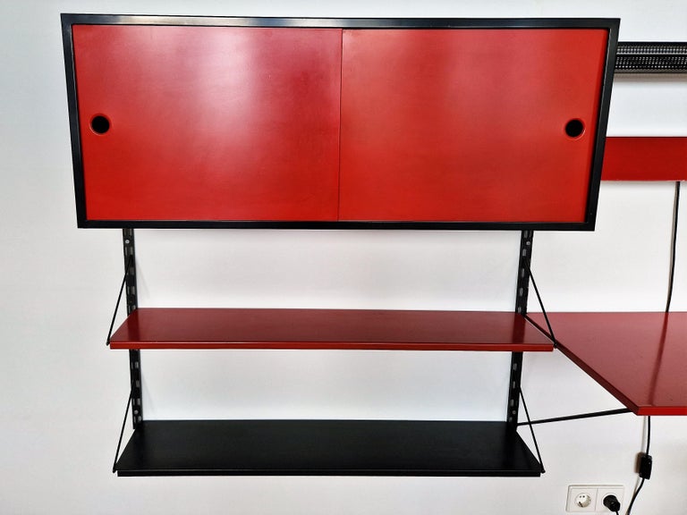 Metal Wall Unit in Red and Black by Tjerk Rijenga for Pilastro