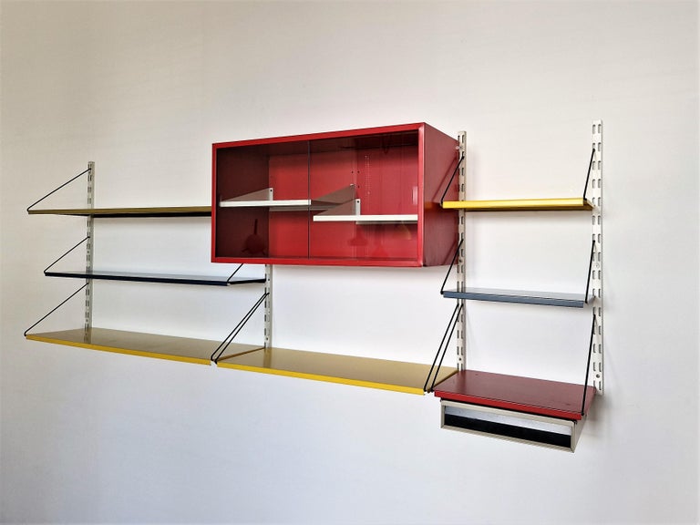 Metal Wall Unit in Red, Yellow and Blue by Tjerk Rijenga for Pilastro
