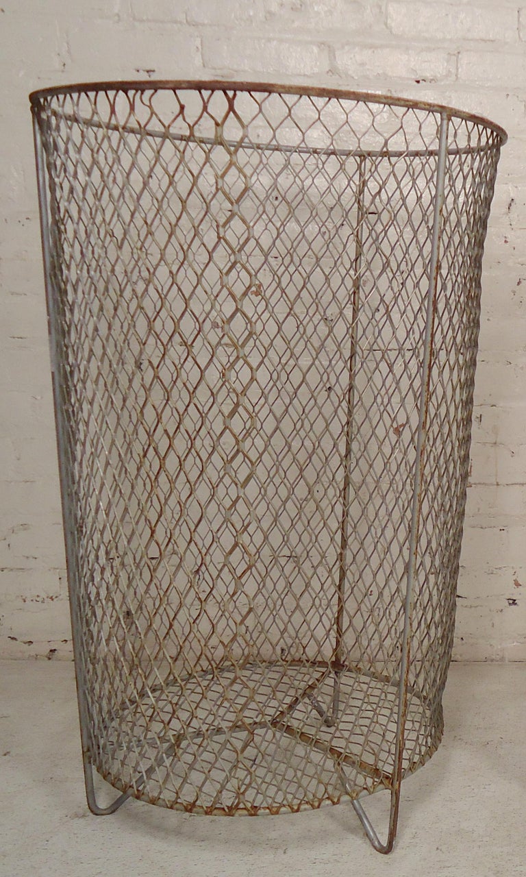 Metal Waste Basket at 1stDibs metal waste baskets, tall wire trash can