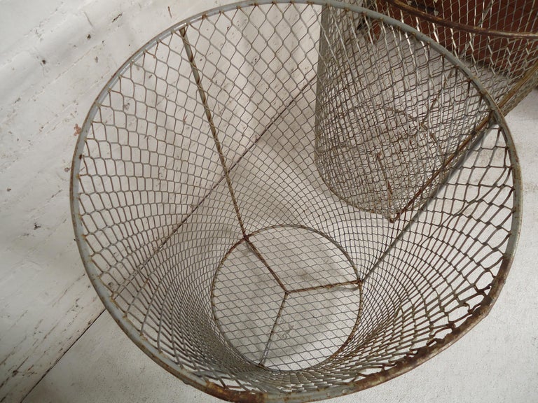 Metal Waste Basket at 1stDibs metal waste baskets, tall wire trash can
