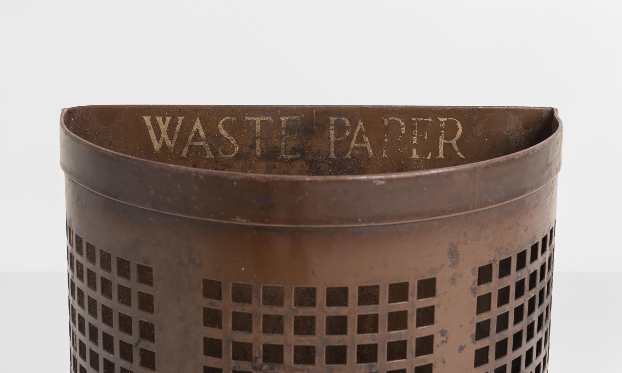 English Metal Waste Paper Basket, England, circa 1940