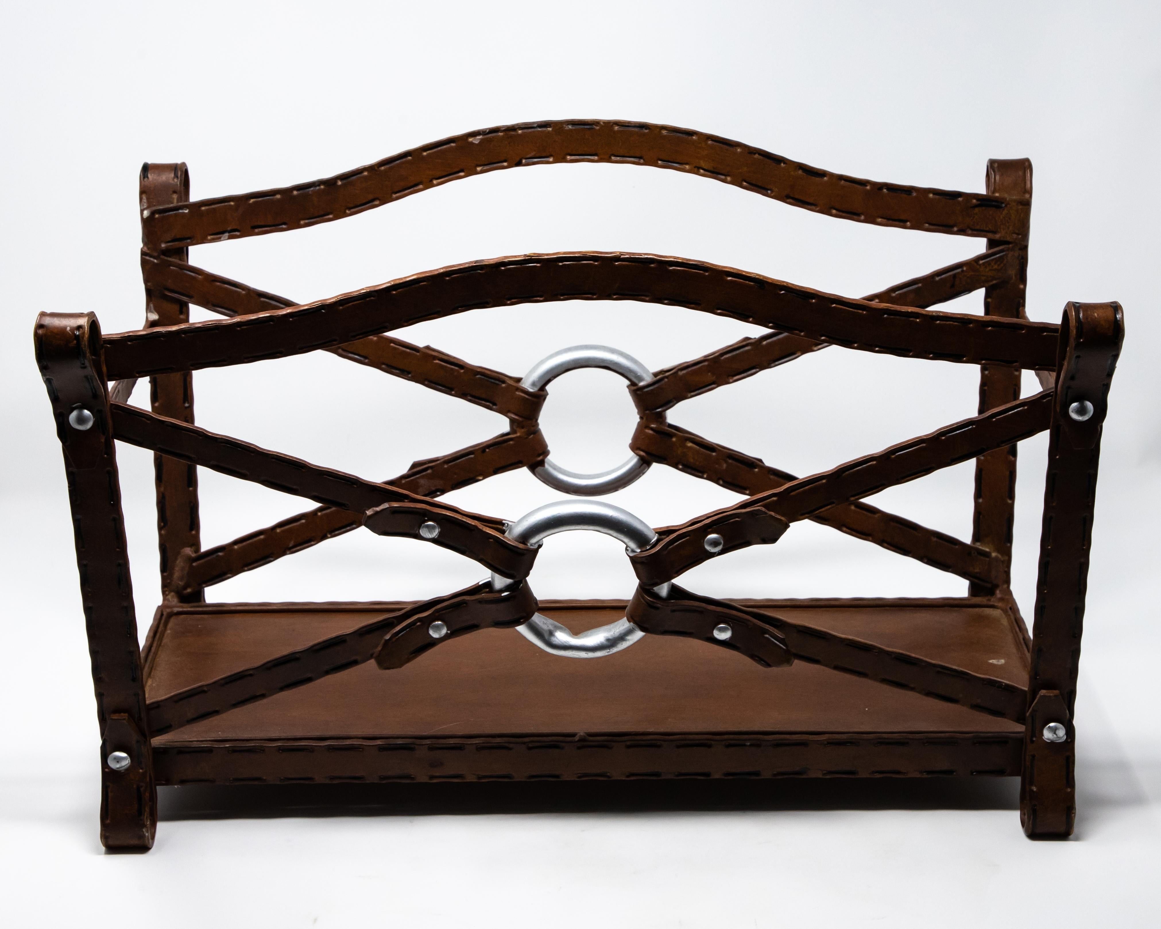 Arts and Crafts Metal Western Themed Magazine Rack For Sale