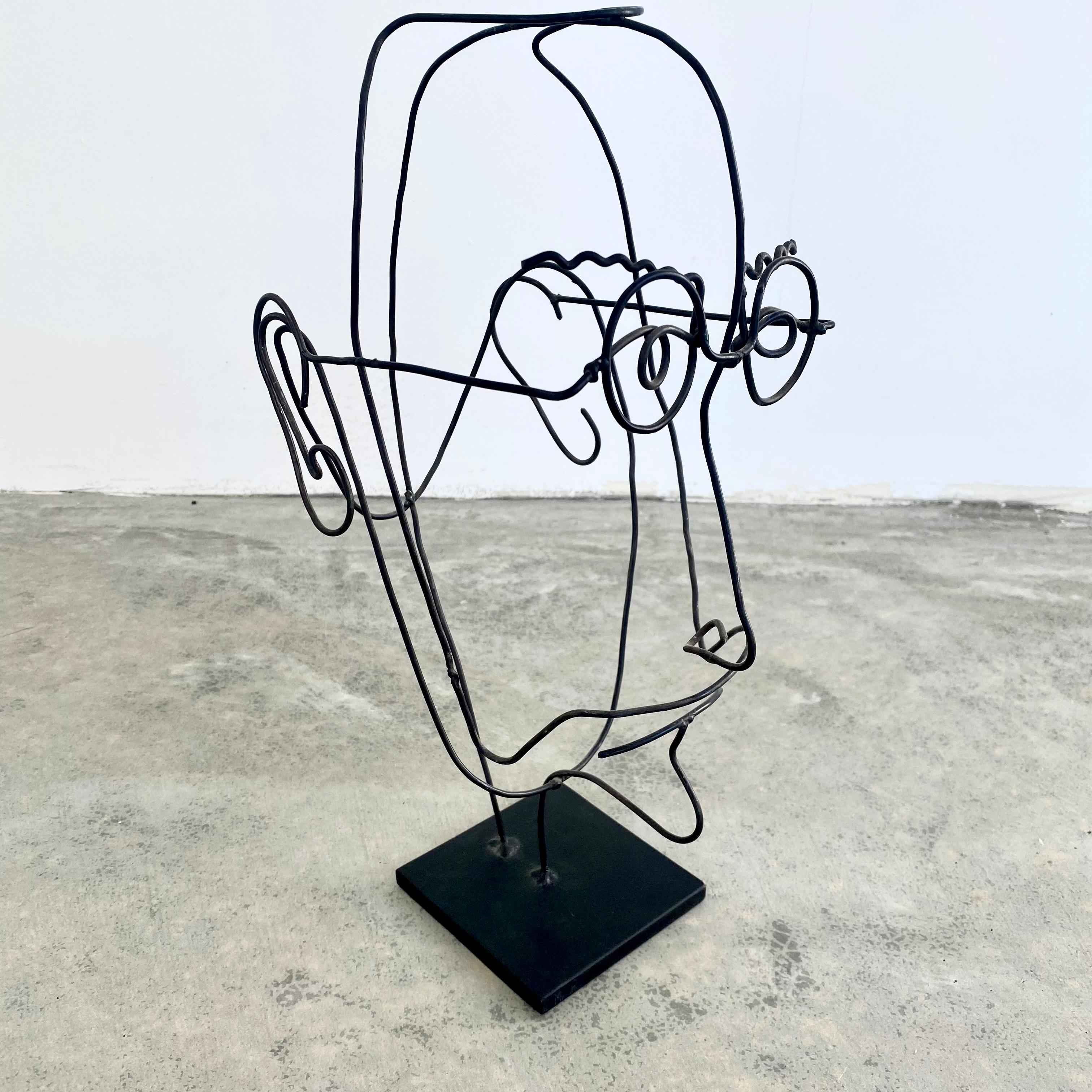 Contemporary Metal Wire Face Sculpture