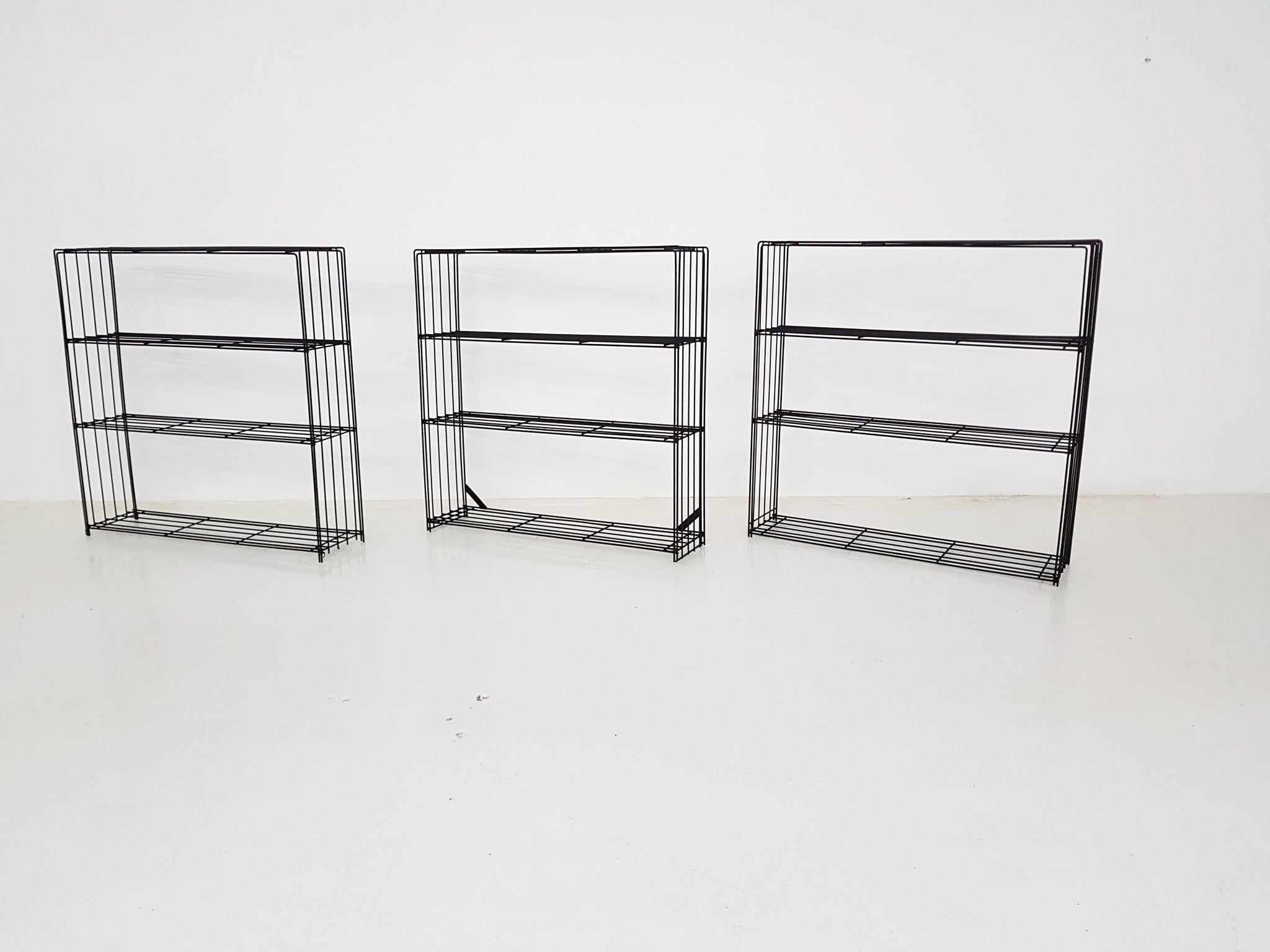 Mid-Century Modern Metal Wire Room Divider or Bookcase by Tjerk Reijenga for Pilastro, Dutch, 1960s