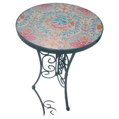 Vintage Metal with Round Tile Top Side Table