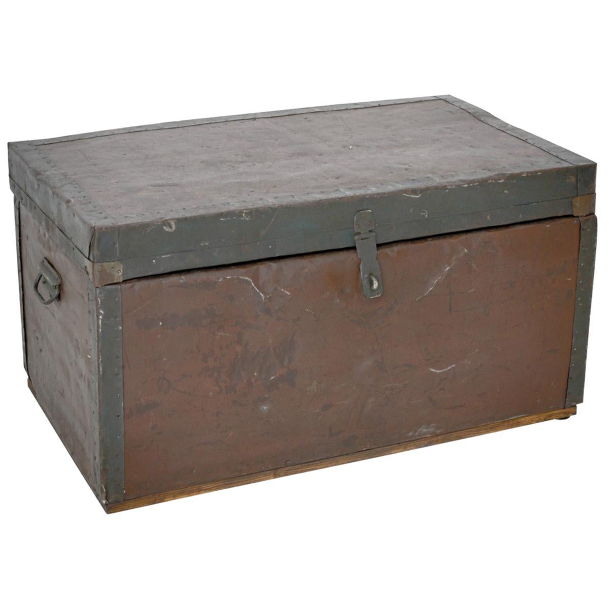 Metal / Wood Trunk, circa 1900 For Sale