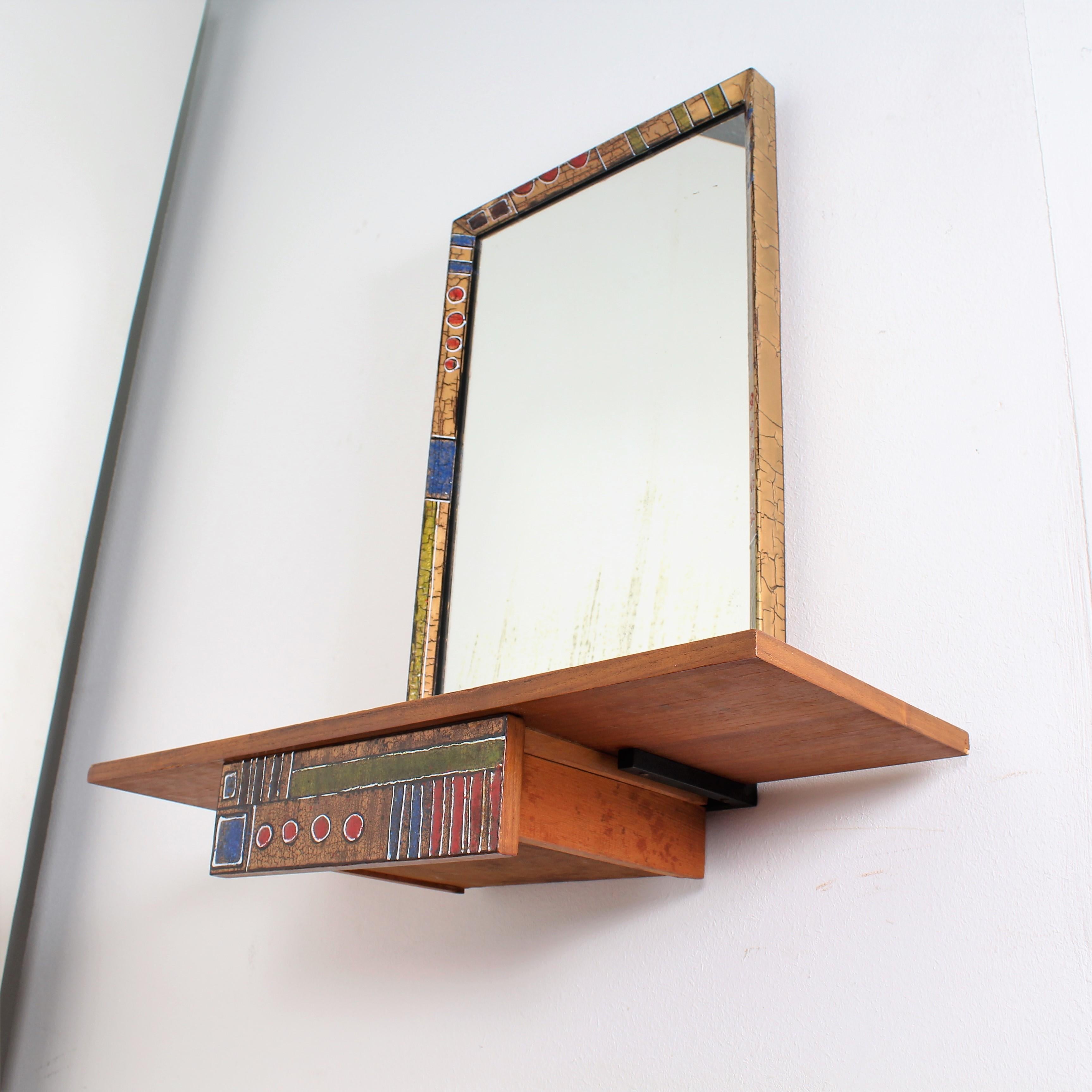 Metal Wooden Console Wall Mirror Esperia, Italy, 1960s In Good Condition In Palermo, IT
