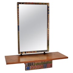 Metal Wooden Console Wall Mirror Esperia, Italy, 1960s
