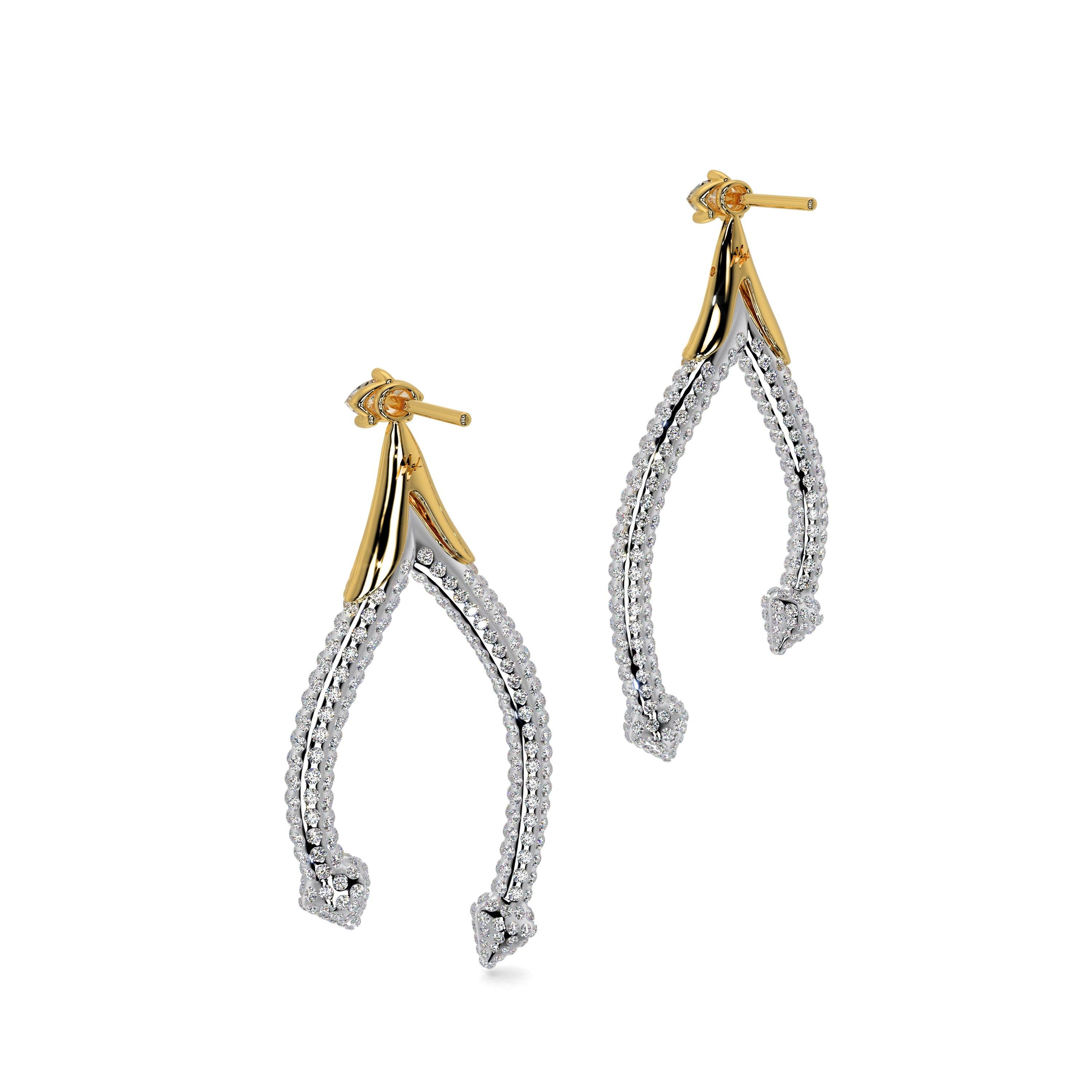 Contemporain Veste d'oreille chandelier en métal x fil métallique en or 18 carats avec diamants de 4,5 carats en vente