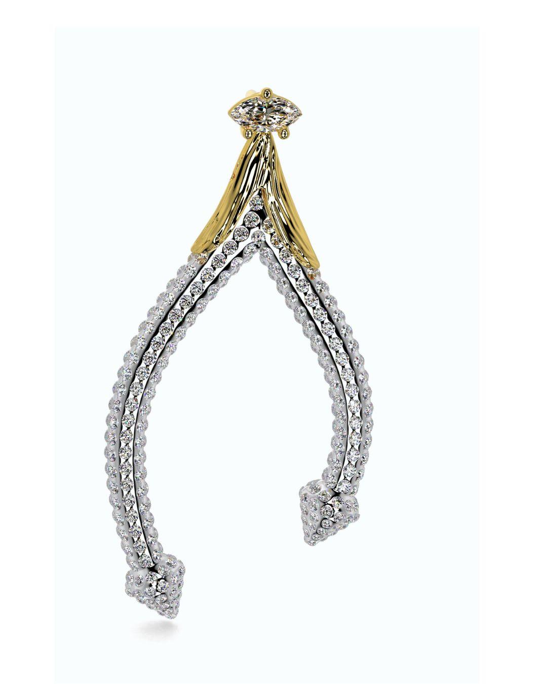 Veste d'oreille chandelier en métal x fil métallique en or 18 carats avec diamants de 4,5 carats Neuf - En vente à Davenport, FL