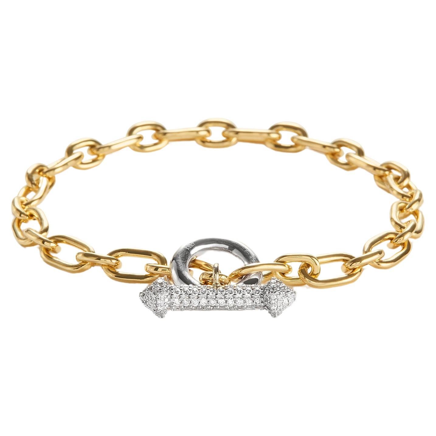 Metal x Wire 'Bold Lynx Toggle Bracelet' in 18k Gold with 0.75ct Diamond For Sale