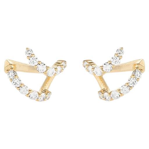 Boucles d'oreilles enveloppantes en métal x fil de fer en or jaune 18 carats avec diamants de 1,19 carat