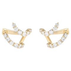 Boucles d'oreilles enveloppantes en métal x fil de fer en or jaune 18 carats avec diamants de 1,19 carat