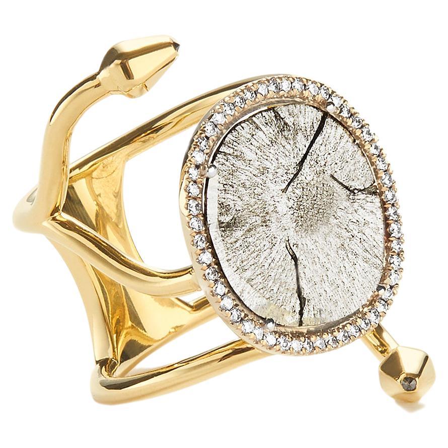 Metal x Wire 'Diamond Slice Halo Ring' in 18kt Yellow Gold with 1.69 ct Diamond