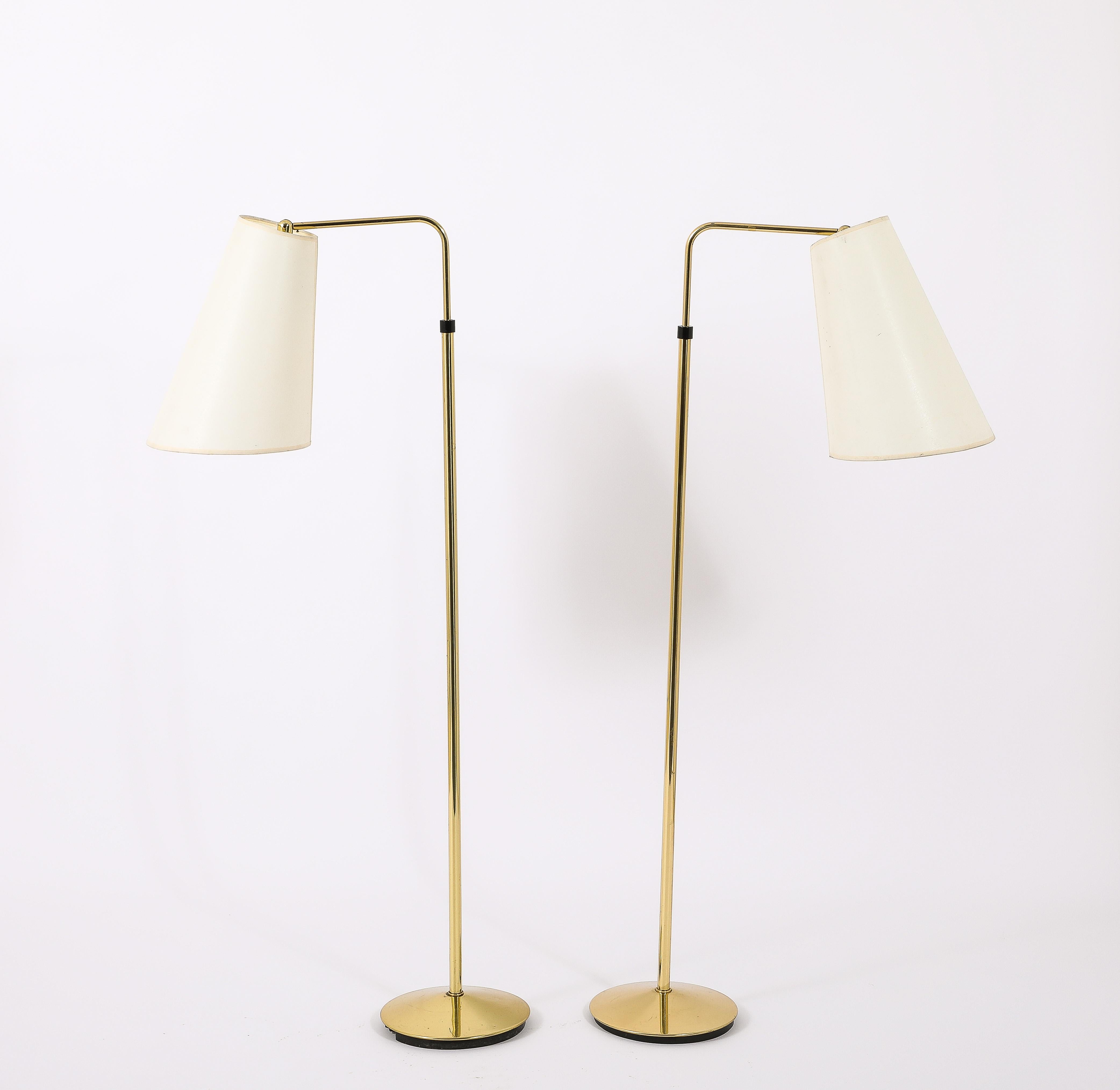 Metalarte Brass Reading Floor Lamps, Spain 1960's For Sale 5