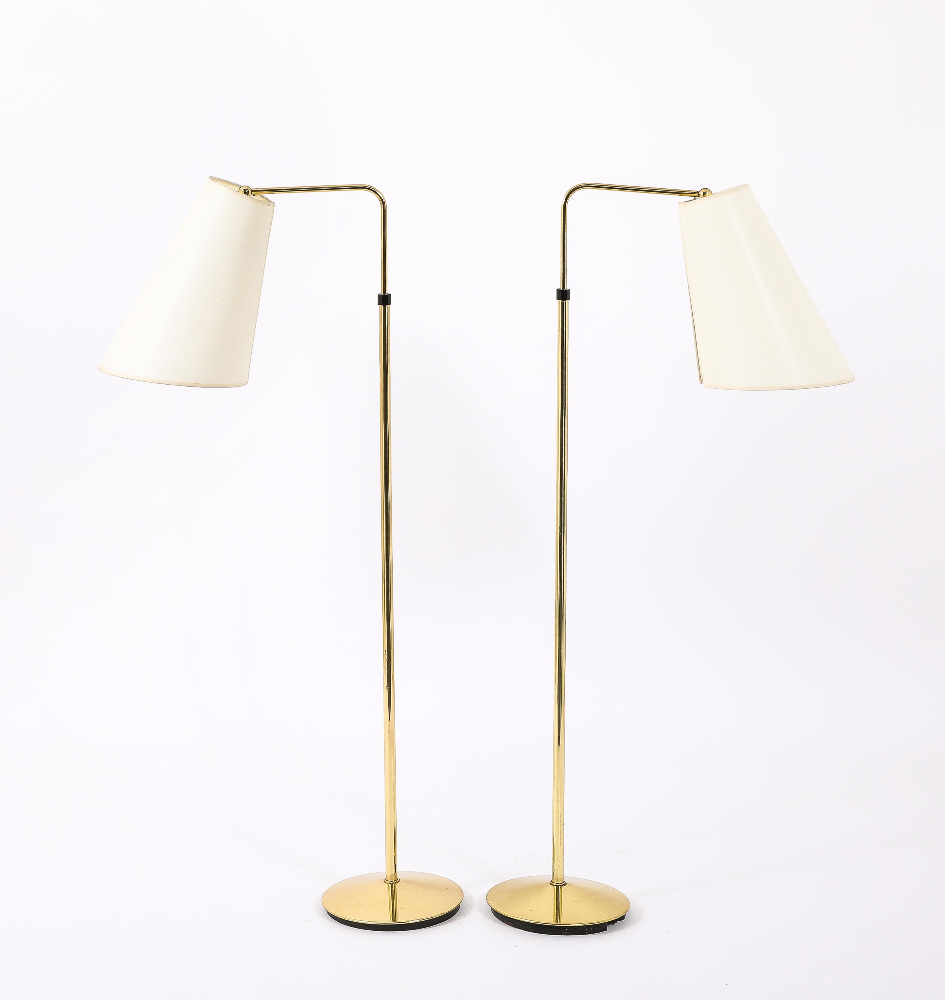 Lese-Stehlampen von Metalarte aus Messing, vollständig höhenverstellbar von 50