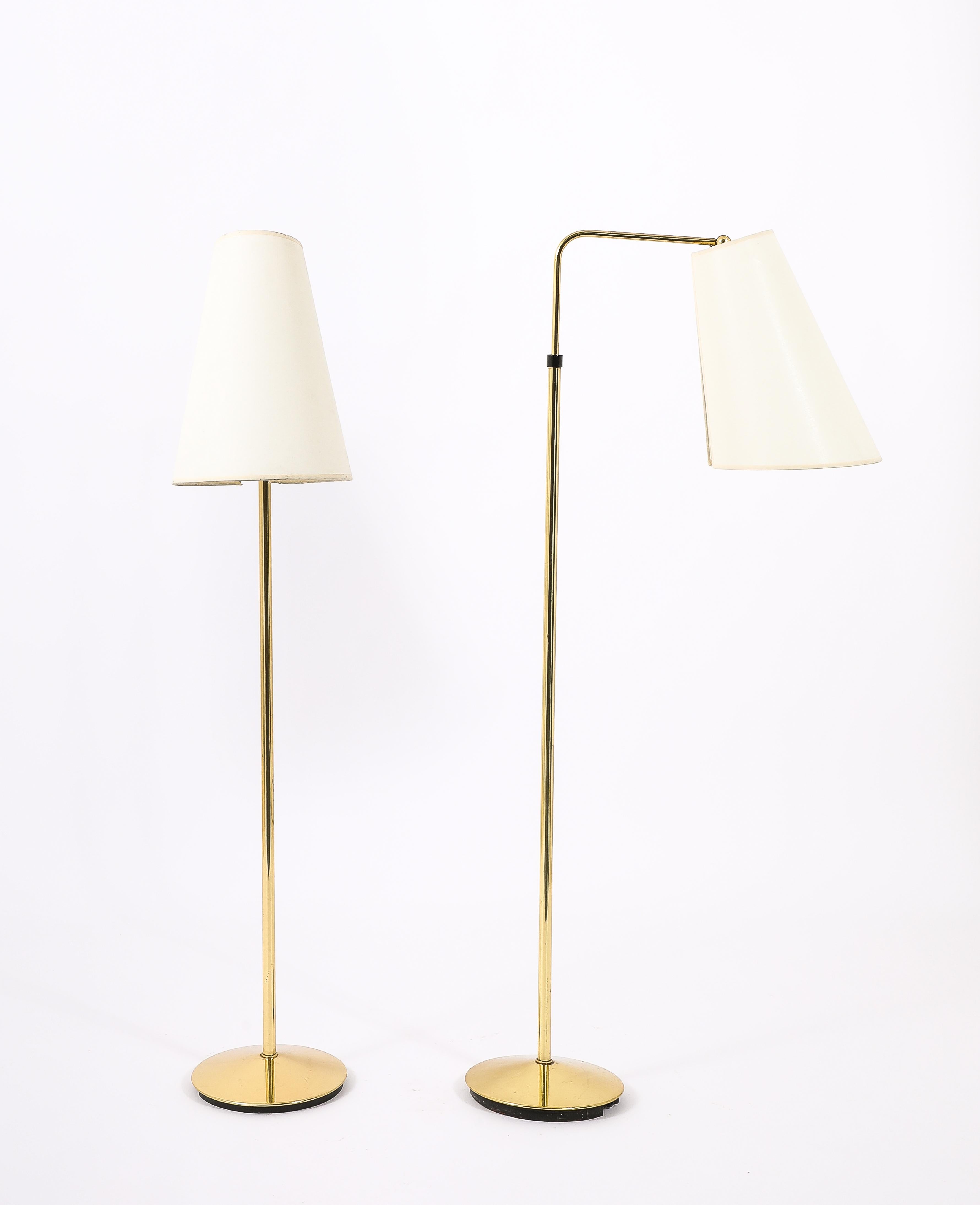 European Metalarte Brass Reading Floor Lamps, Spain 1960's For Sale