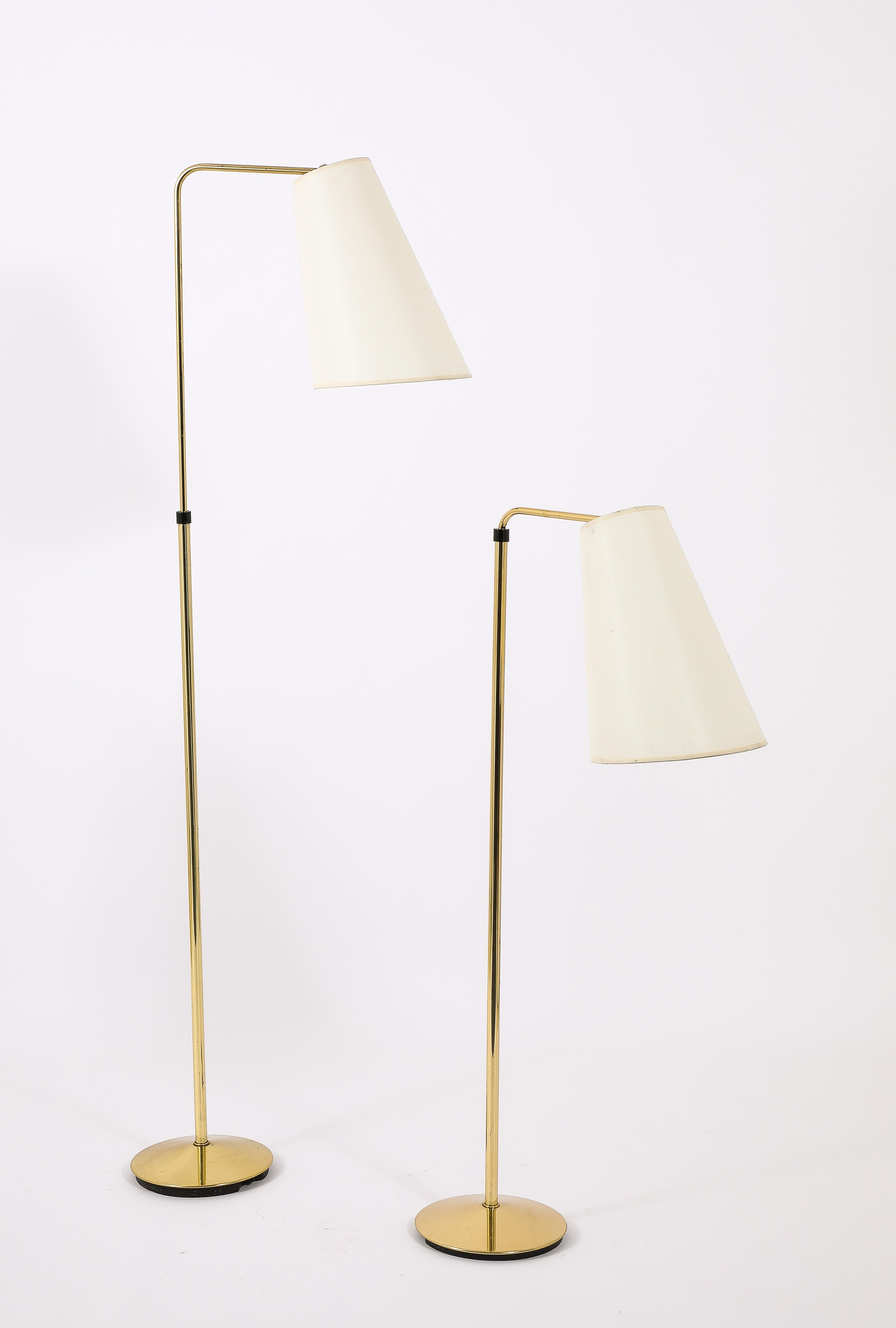 Metalarte Brass Reading Floor Lamps, Spain 1960's In Good Condition For Sale In New York, NY