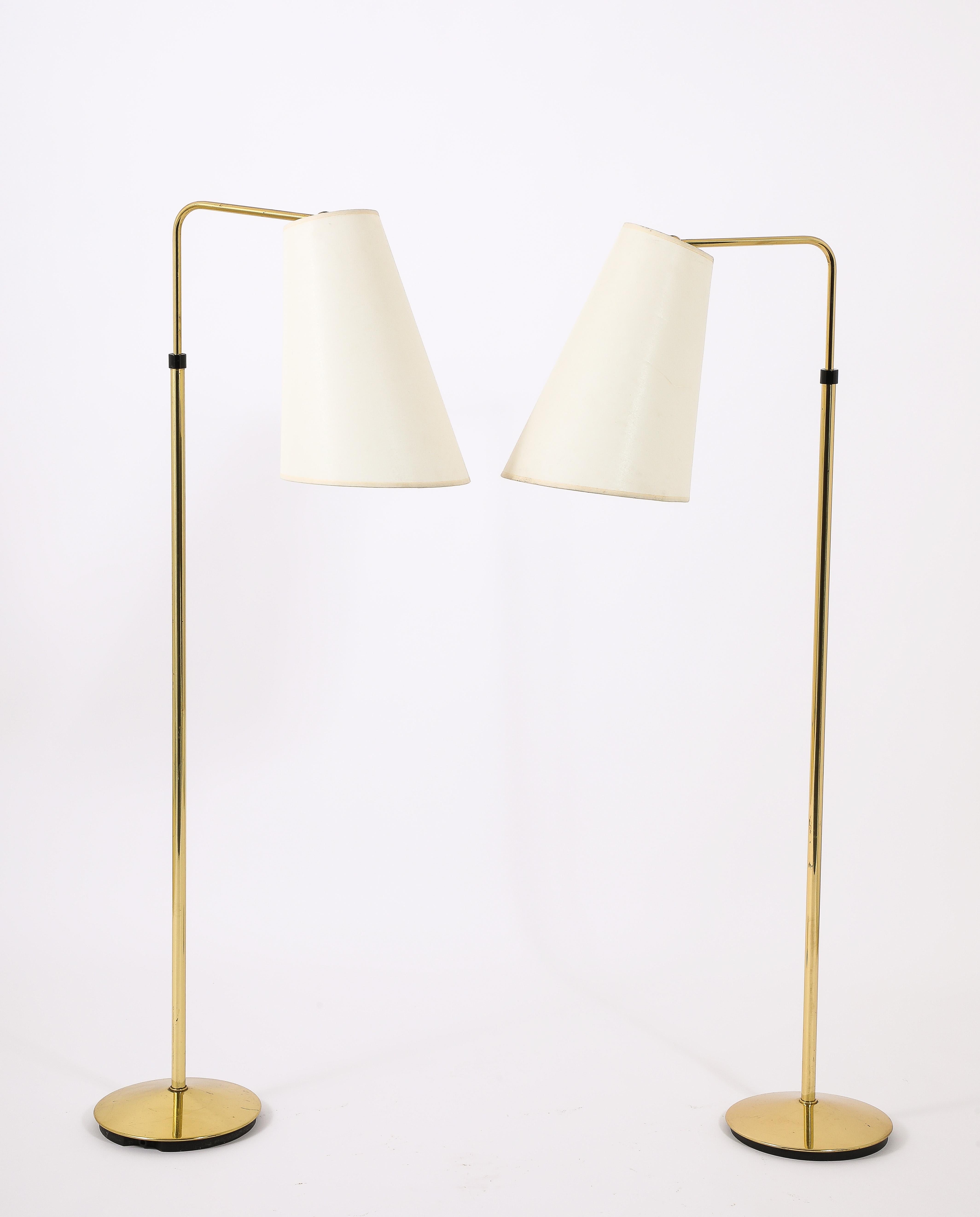 Metalarte Brass Reading Floor Lamps, Spain 1960's For Sale 3