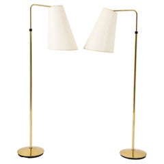 Lampade da terra da lettura in ottone di Metalarte Spain, anni '60