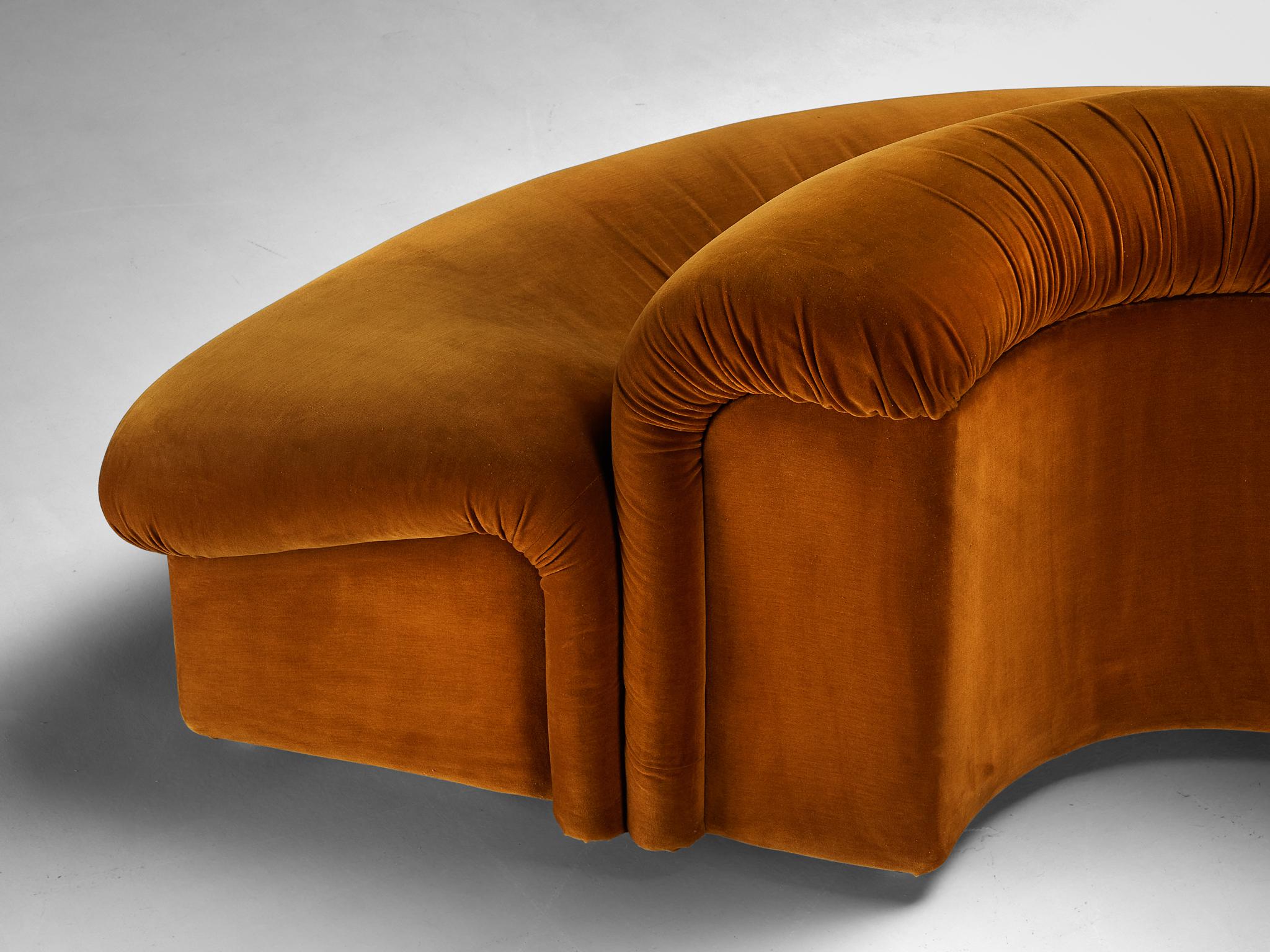 Spanish Metalarte Sectional Sofa Model 'Onda' in Burnt Orange Velvet  For Sale