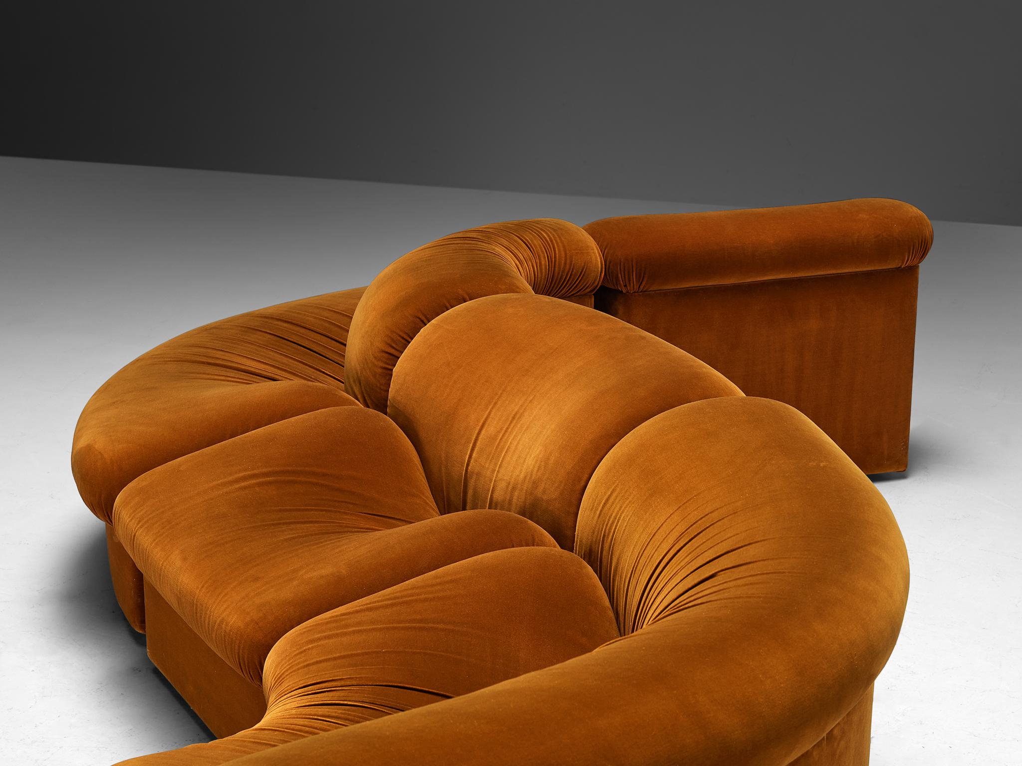 Metalarte Sectional Sofa Model 'Onda' in Burnt Orange Velvet  For Sale 2