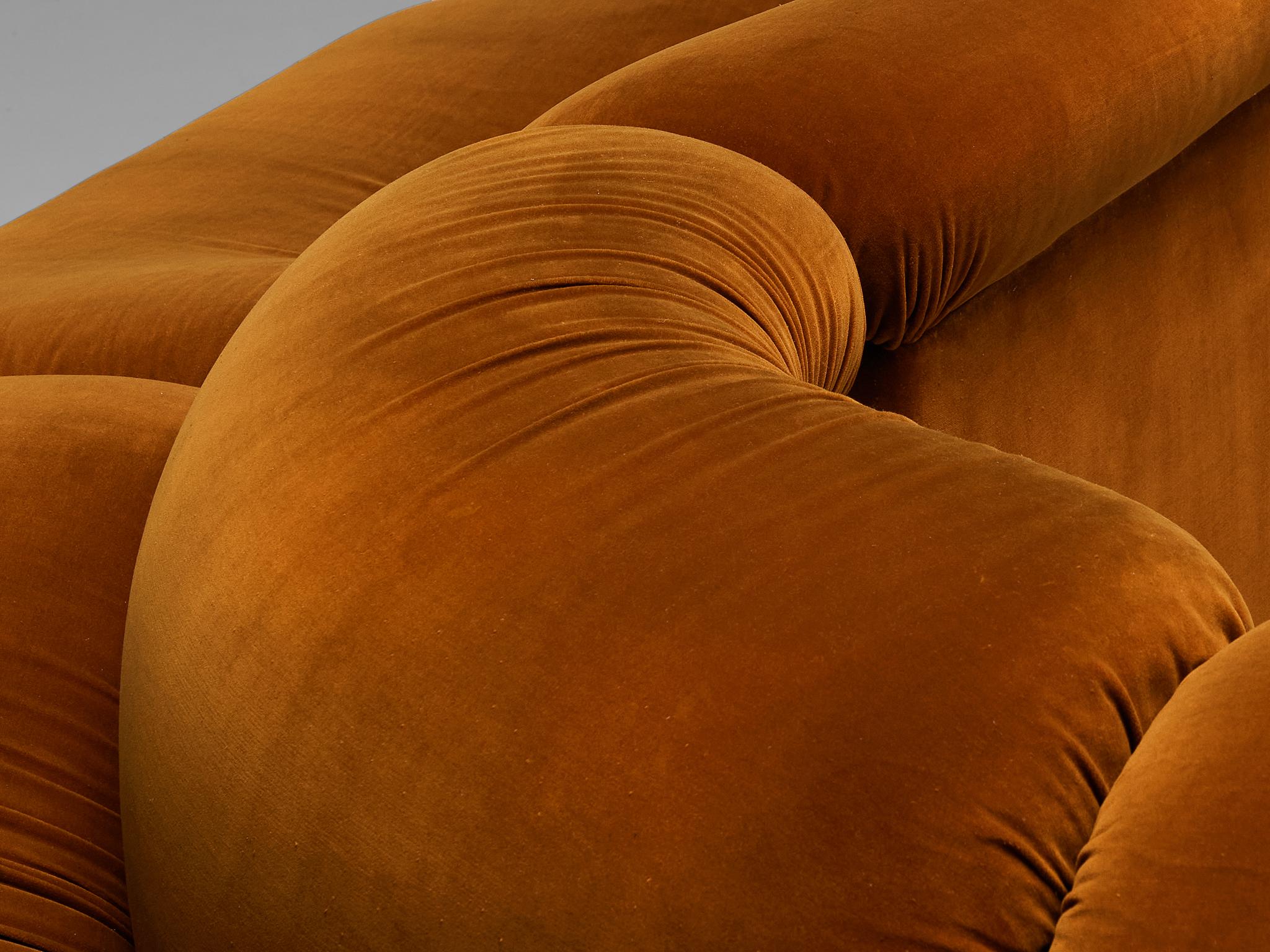 Metalarte Sectional Sofa Model 'Onda' in Burnt Orange Velvet  For Sale 3
